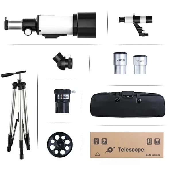 pilelistore 400 x 70 Mm Açıklıklı Refrakter Teleskoplar 15x - 150x Telefon Adaptörlü Reflex - 2