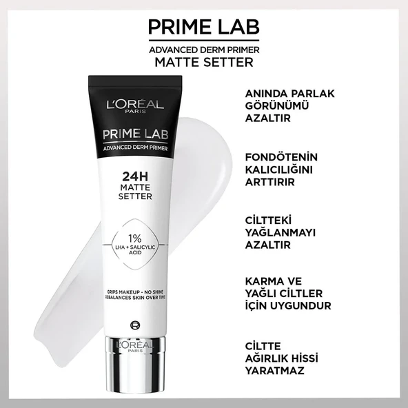 Loreal Paris Prime Lab 24H Matte Setter Matlaştırıcı Salisilik Asit İçeren Primer Makyaj Bazı 30 ml - 9
