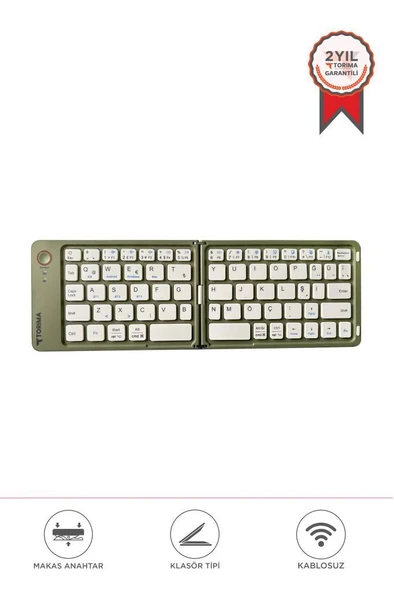 Torima TK-08 Yeşil Kablosuz Katlanabilir Şarjlı Taşınabilir Mini Bluetooth Klavye ürün görseli