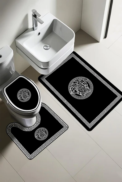 Modern Desenli 3'lü Banyo Paspas Takımı – Yıkanabilir Kaymaz Tabanlı Klozet Takımı KLZ0044 RENKLİ 60 X 90 - 1