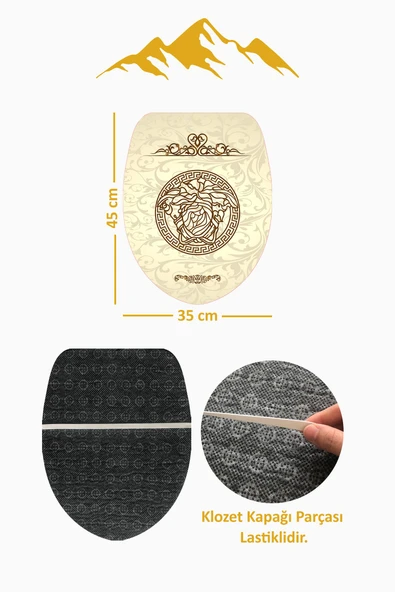Modern Desenli 3'lü Banyo Paspas Takımı – Yıkanabilir Kaymaz Tabanlı Klozet Takımı KLZ0049 RENKLİ 60 X 90 - 4