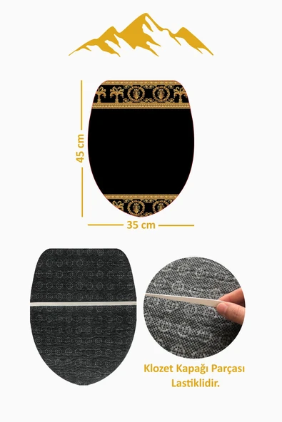 Modern Desenli 3'lü Banyo Paspas Takımı – Yıkanabilir Kaymaz Tabanlı Klozet Takımı KLZ0038 RENKLİ 60 X 90 - 4