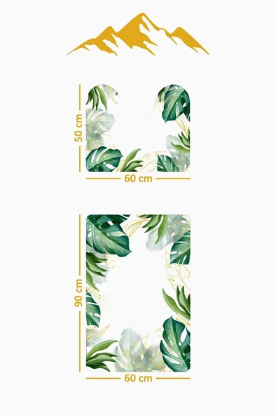 Modern Desenli Dijital Baskı 3’lü Banyo Paspas Takımı Yıkanabilir Kaymaz Tabanlı Klozet Takımı KLZ0028 RENKLİ 60 X 90 - Resim 3