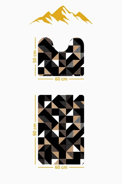 Modern Desenli Dijital Baskı 3’lü Banyo Paspas Takımı Yıkanabilir Kaymaz Tabanlı Klozet Takımı KLZ0016 RENKLİ 60 X 90 - Resim 3