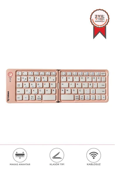 Torima TK-08 Pembe Kablosuz Katlanabilir Şarjlı Taşınabilir Mini Bluetooth Klavye ürün görseli