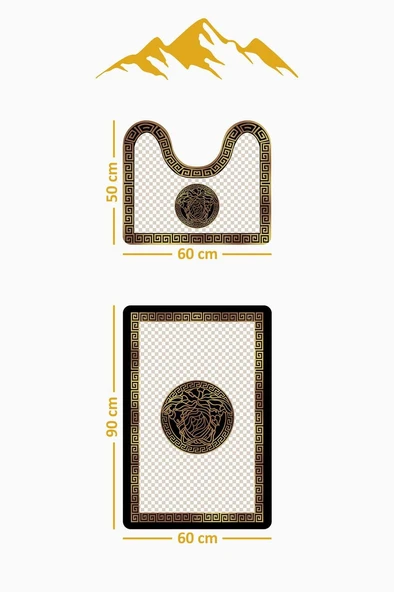 Modern Desenli Dijital Baskı 3’lü Banyo Paspas Takımı Yıkanabilir Kaymaz Tabanlı Klozet Takımı KLZ0048 RENKLİ 60 X 90 - Resim 3