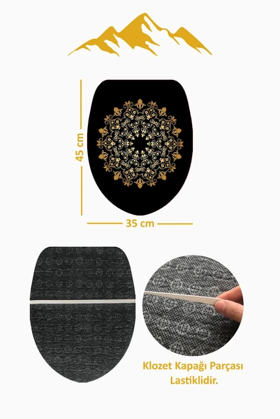 Modern Desenli 3'lü Banyo Paspas Takımı – Yıkanabilir Kaymaz Tabanlı Klozet Takımı KLZ0032 RENKLİ 60 X 90 - 4