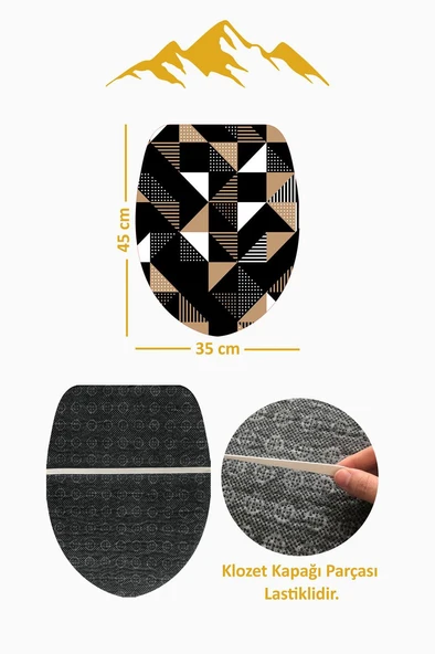 Modern Desenli Dijital Baskı 3’lü Banyo Paspas Takımı Yıkanabilir Kaymaz Tabanlı Klozet Takımı KLZ0016 RENKLİ 60 X 90 - Resim 4