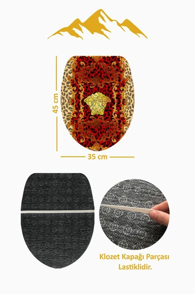 Modern Desenli Dijital Baskı 3’lü Banyo Paspas Takımı Yıkanabilir Kaymaz Tabanlı Klozet Takımı KLZ0042 RENKLİ 60 X 90 - Resim 4