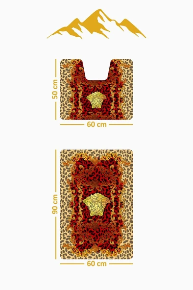 Modern Desenli Dijital Baskı 3’lü Banyo Paspas Takımı Yıkanabilir Kaymaz Tabanlı Klozet Takımı KLZ0042 RENKLİ 60 X 90 - Resim 3