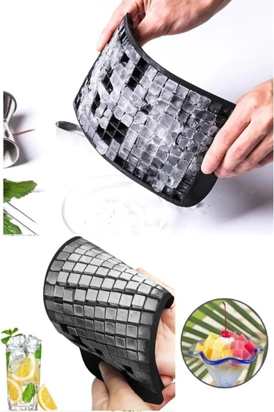 160'lı Mini Küp Şekilli Silikon Buzluk - Çok Renkli Mini Küplü Sunum Buz Kalıbı ürün görseli