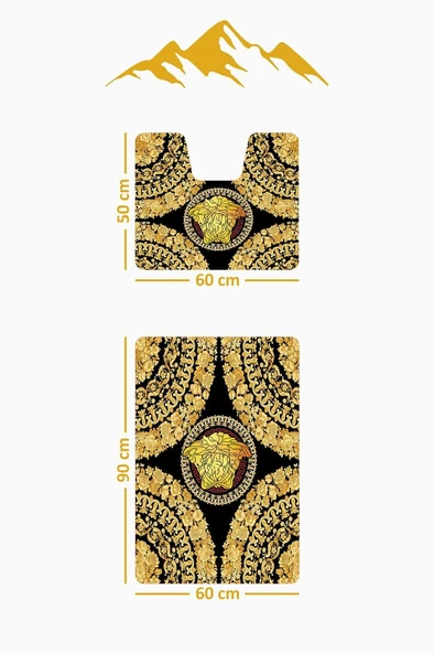 Modern Desenli Dijital Baskı 3’lü Banyo Paspas Takımı Yıkanabilir Kaymaz Tabanlı Klozet Takımı KLZ0041 RENKLİ 60 X 90 - Resim 3