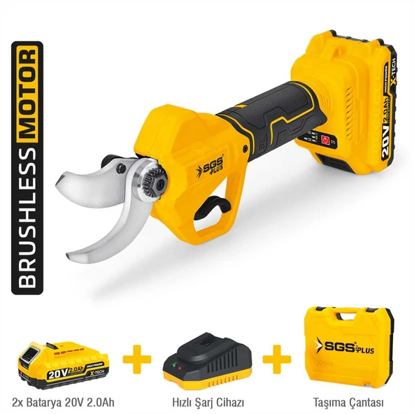 SGS 5555 Akülü Bağ Budama Makası 20V 2×2.0Ah Kömürsüz Motor Profesyonel Budama Makinesi ürün görseli 1