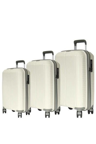 GRND 10728 PP SIRIUS- Büyük + Orta + Kabin Boy Valiz / Bavul Seti - Kemik/Şampanya - 2