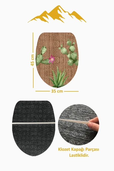 Modern Desenli Dijital Baskı 3’lü Banyo Paspas Takımı Yıkanabilir Kaymaz Tabanlı Klozet Takımı KLZ0020 RENKLİ 60 X 90 - Resim 4