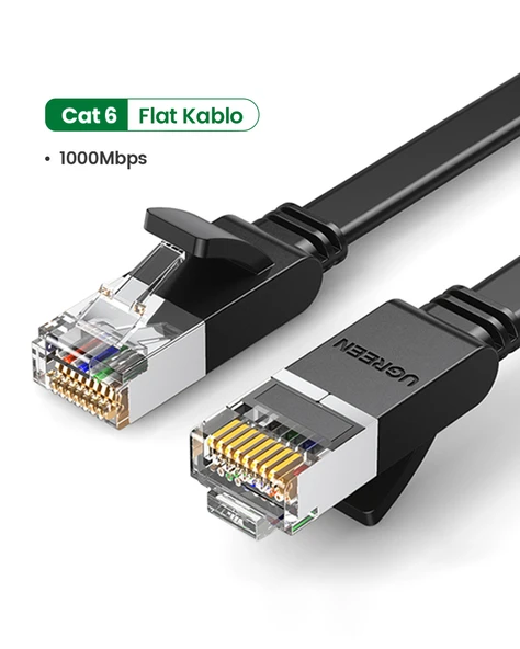 UGREEN CAT6 Flat Ethernet Kablosu, 3 Metre, Siyah, 50175 - Resim 2