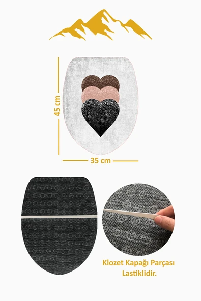 Modern Desenli 3'lü Banyo Paspas Takımı – Yıkanabilir Kaymaz Tabanlı Klozet Takımı KLZ0001 RENKLİ 60 X 90 - 4