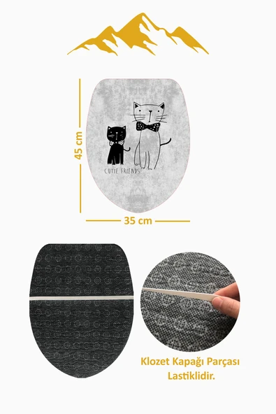 Modern Desenli 3'lü Banyo Paspas Takımı – Yıkanabilir Kaymaz Tabanlı Klozet Takımı KLZ0003 RENKLİ 60 X 90 - 4