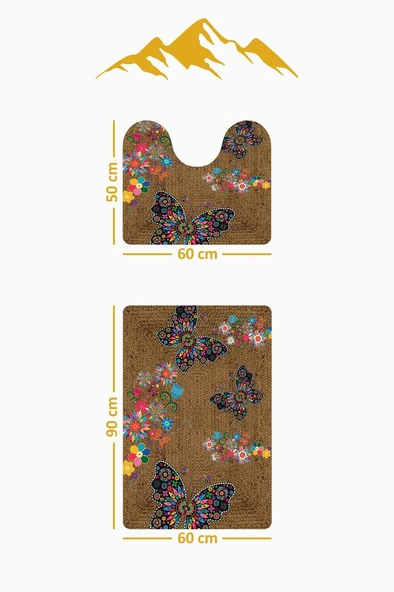 Modern Desenli Dijital Baskı 3’lü Banyo Paspas Takımı Yıkanabilir Kaymaz Tabanlı Klozet Takımı KLZ0010 RENKLİ 60 X 90 - Resim 3