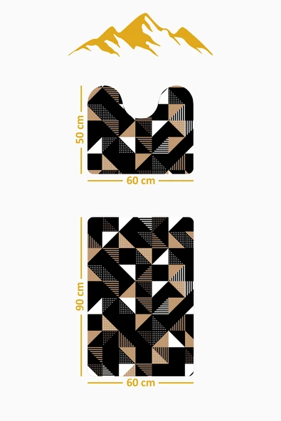 Modern Desenli 3'lü Banyo Paspas Takımı – Yıkanabilir Kaymaz Tabanlı Klozet Takımı KLZ0016 RENKLİ 60 X 90 - 3