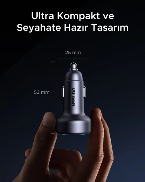 UGREEN 30W 3 Portlu Araç İçi Şarj Cihazı Çakmaklık Adaptörü, 45843 - Resim 8