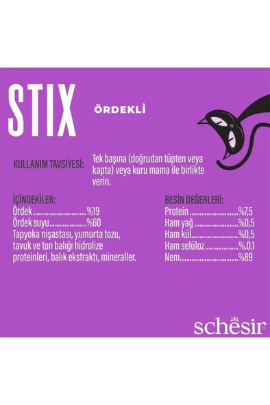 Schesir Stix Ördekli Krema Ödül Maması 6x15g Skt: 06/2026 - Resim 5