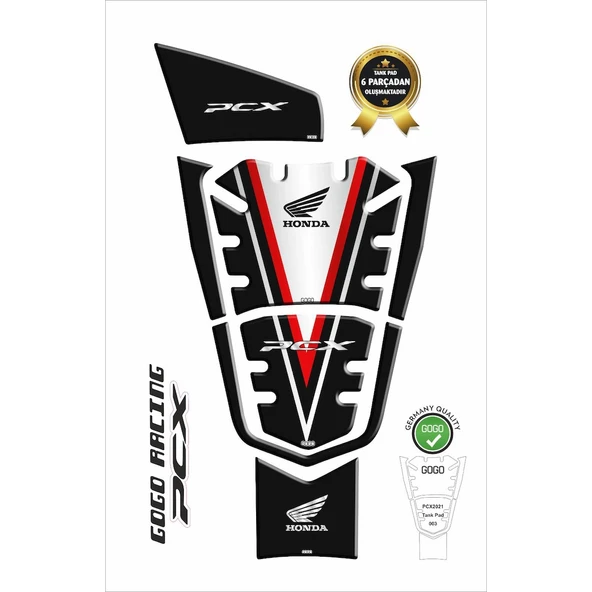 Honda PCX 2021 Tank Pad Set 7 Parça Full Set Gogo ürün görseli 1