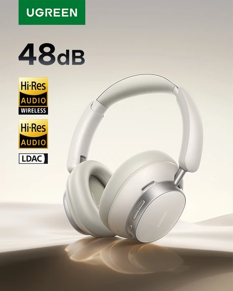 UGREEN HiTune Max6 Studio Pro Hibrit Aktif Gürültü Engelleyici Kablosuz Kulak Üstü Kulaklık, 100 Saat Çalma Süresi, Beyaz, 55614 - 2