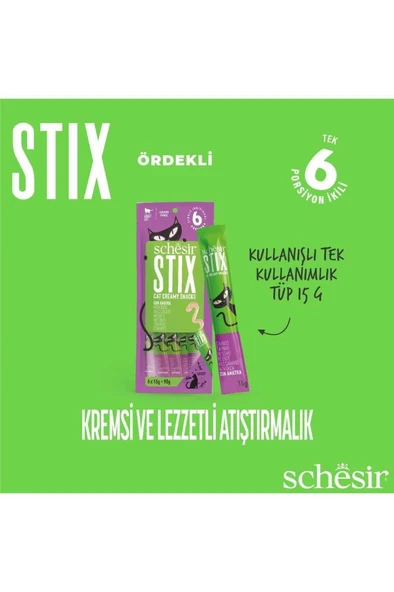 Schesir Stix Ördekli Krema Ödül Maması 6x15g Skt: 06/2026 - Resim 3