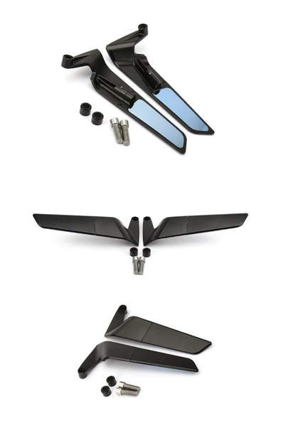 Alkan MB H2 Kanat Ayna Büyük Model Ayna  8 mm 10 mm ters düz tüm motosikletler uyumlu ürün görseli 1