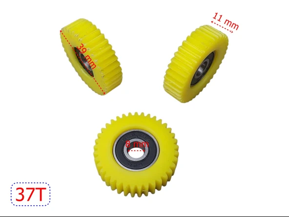 E-Bike Pedal Destekli Dişli Rulmanlı Set 37T – Sarı Plastik 3’lü Dişli Takımı - 2