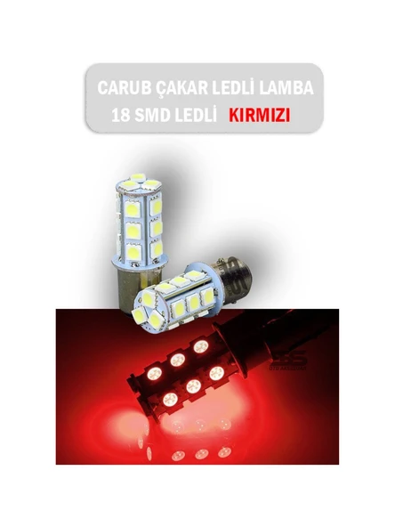 Motosiklet ve Otomobil Stop Ampul 18led 1016 Çakar Kırmızı Şaşı ürün görseli