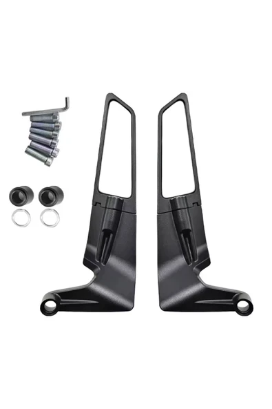 Alkan MB H2 Kanat Ayna Büyük Model Ayna  8 mm 10 mm ters düz tüm motosikletler uyumlu - Resim 2