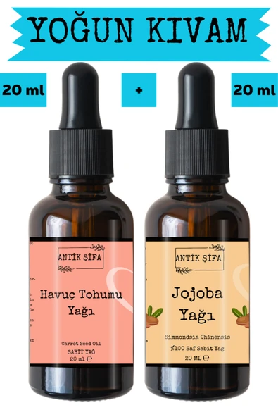 Antik Şifa Havuç Tohumu Yağı ve Jojoba Yağı 2 x 20 ml - %100 Soğuk Sıkım Saf ürün görseli