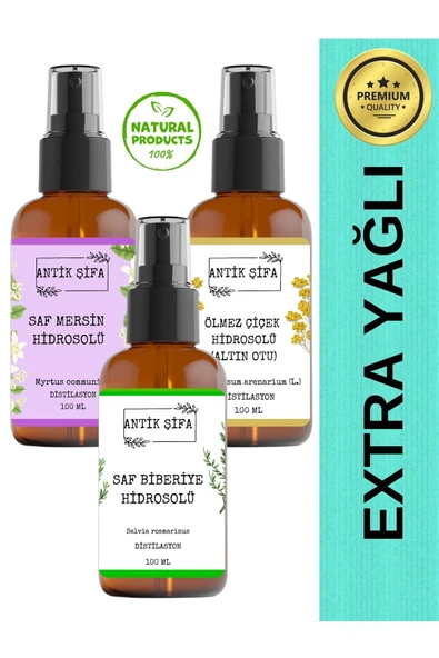 Antik Şifa Gözenek Sıkılaştırıcı Yüz Bakım Seti- Biberiye, Ölmez Çiçek Ve Mersin Suyu (3 X 100ML) Doğal ürün görseli