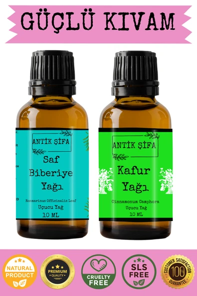 Antik Şifa Biberiye Yağı Ve Kafur Uçucu Yağı (10ML 10 ML)- %100 Seyreltilmemiş, Doğal - Resim 2