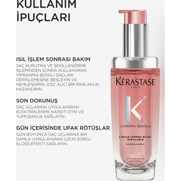 Chroma Absolu L'huile Chroma Eclat Boyalı Saçlar Için Yedek Şişe Bakım Yağı 75 ml - Resim 4