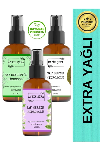 Antik Şifa Anti Pelliculaire Hidrosol Seti Okaliptus Defne ve Mersin Suyu 3 X 100 ml ürün görseli