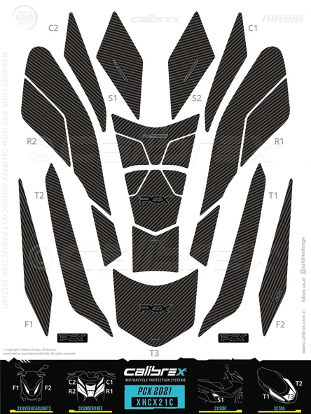 Honda Pcx 2021 Model ve Sonrası 21 Parça Full Set Calibrex XHCX21C ürün görseli 1