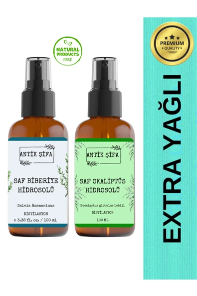 Antik Şifa Biberiye Suyu Ve Okaliptüs Suyu Seti - Parlaklık Hidrosolü Seti (2X100ML) ürün görseli