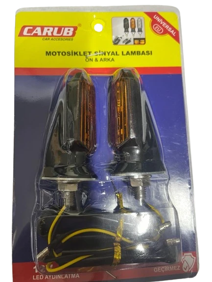 Carub Motosiklet Sinyal Lamba Üniversal 12V Sarı Cam Sarı Led 2'Li - 5