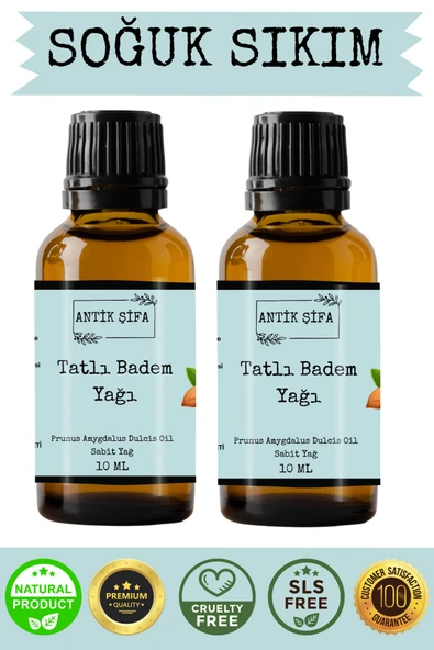 Antik Şifa %100 Saf Tatlı Badem Yağı - 2x 10 ml (Soğuk Sıkım) - 1