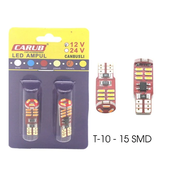 Park Ledi Canbus 15 Ledli Turuncu 12v T10 20w 2Li Set ürün görseli 1