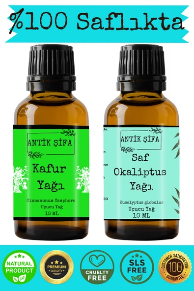 Antik Şifa %100 Saf Kafur Yağı veOkaliptus Uçucu Yağı - (10ml + 10ml) ürün görseli