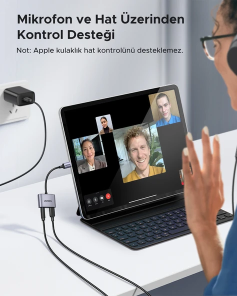 UGREEN USB-C 3.5mm Kulaklık Jakı Ses Adaptörü ve Şarj Cihazı DAC Tip C - Aux Kulaklık Ayırıcı, 60164 - 7