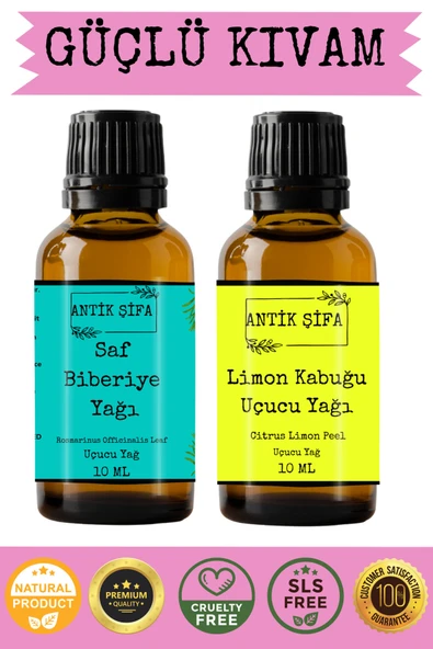 Antik Şifa Biberiye Yağı ve Limon Kabuğu Uçucu Yağı (10ml + 10 ml)- %100 Saf Seyreltilmemiş - Resim 3