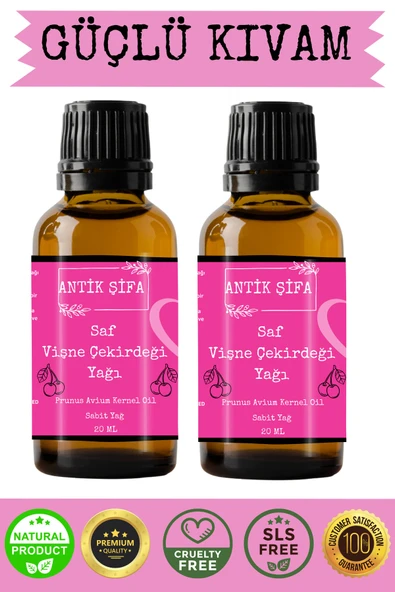 Antik Şifa %100 Saf Vişne Çekirdeği Yağı - (2 X20 Ml) ürün görseli