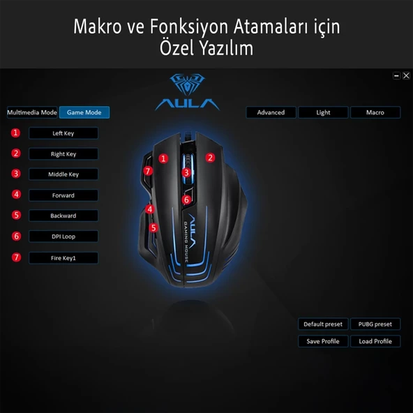 Aula S18 6400 DPI 1000Hz Siyah Kablolu Gaming Mouse - 3