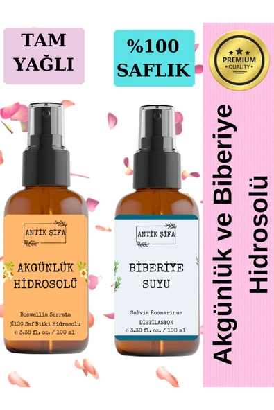 Antik Şifa Akgünlük Suyu ve Biberiye Suyu (100ml+100ml) - Doğal Ak günlük, Sığla ve Biberiye Hidrosolü ürün görseli