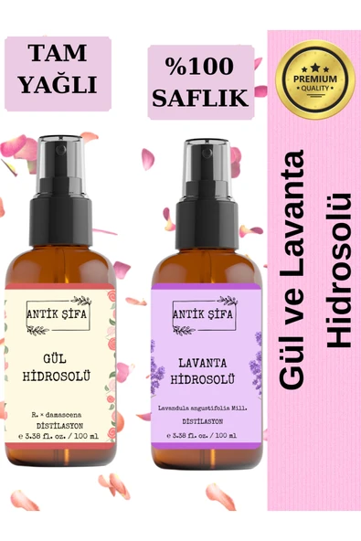 Antik Şifa %100 Doğal Gül Suyu Ve Lavanta Suyu - 2li Hidrosol Seti (2x100ml) ürün görseli